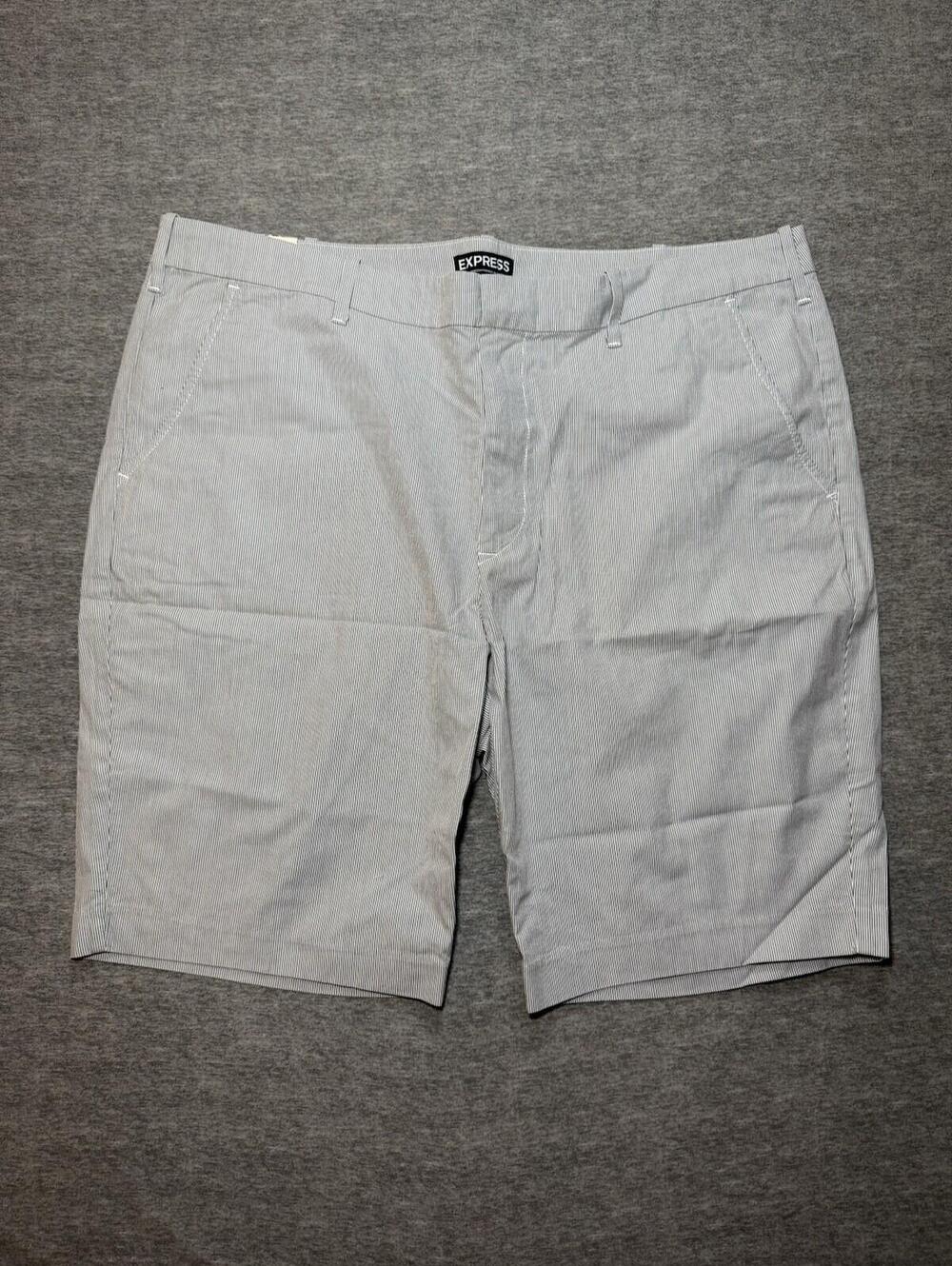 NEW Men’s Express Shorts-38w 10L/Blue Striped/ Classic Fit/Flat Front/Summer